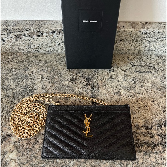 Yves Saint Laurent Handbags - Saint Laurent Small Monogram Matelasse’ Leather Zip Pouch